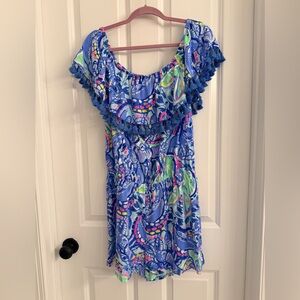 Lilly Pulitzer Blue and Pink Shorts Romper